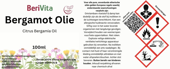 etiket bergamot olie