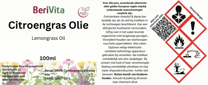 etiket citroengras olie lemongrass