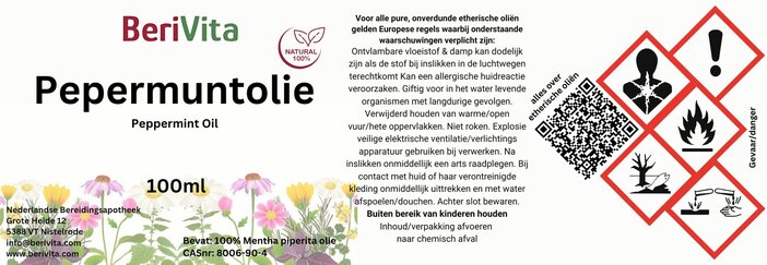 etiket peprmuntolie 100ml