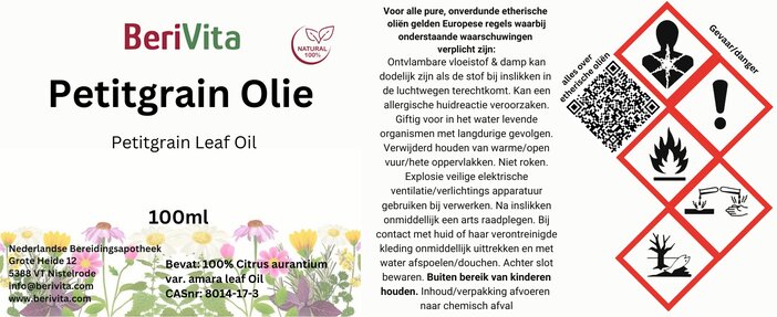 etiket petitgrain olie 100ml