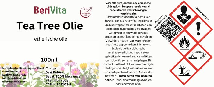 etiket tea tree olie 100ml