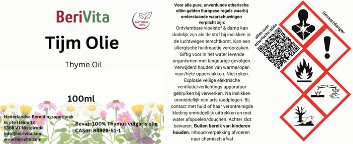 etiket tijmolie 100ml