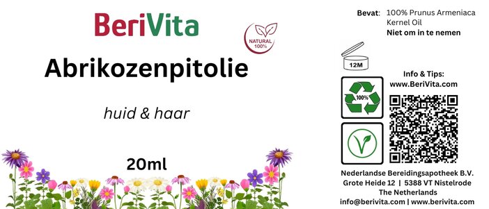 etiket abrikozenpitolie pipetfles 20ml