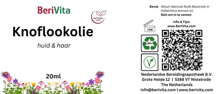 etiket knoflookolie pipetfles