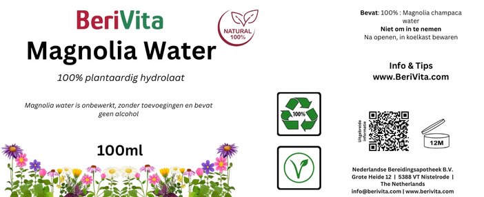 etiket magnolia water spray 100ml hydrosol