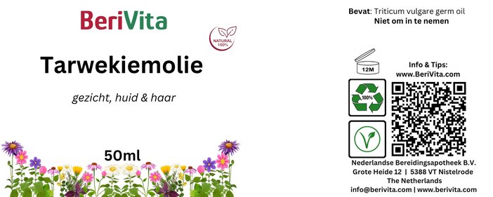 etiket tarwekiemolie 50ml
