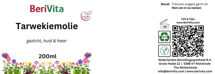 etiket tarwekiemolie 200ml