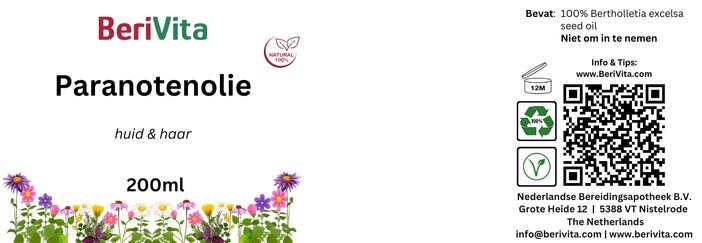 etiket paranotenolie 200ml pompfles