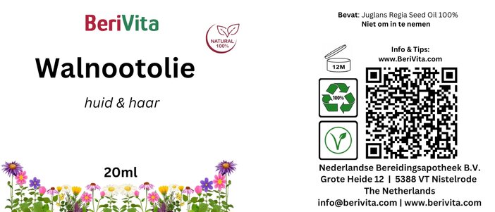 etiket walnootolie pipetfles