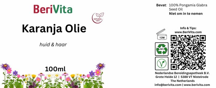 karanja olie etiket 100ml