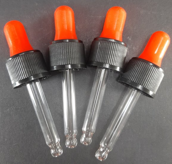 pipetjes glas 10ml rood zwart