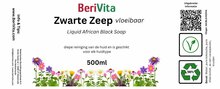 etiket vloeibare zwarte zeep
