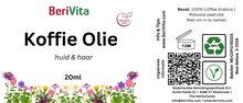 etiket koffie olie koudgeperst en puur pipetfles