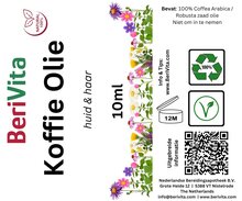 etiket koffie olie rollerfles