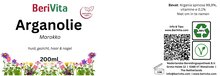 etiket arganolie 200ml