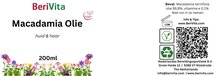 etiket macadamia olie 200ml pompfles