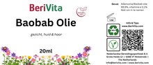 etiket baobab olie puur koudgeperst 20ml pipet