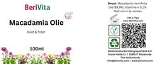 etiket macadamia olie 100ml puur koudgeperst