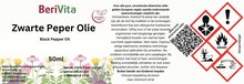 etiket zwarte peper olie 50ml black pepper
