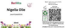 etiket nigella, zwartzaadolie 20ml