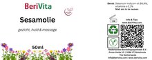 etiket sesamolie 50ml puur koudgeperst