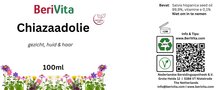 etiket chia zaad olie puur koudgeperst huid