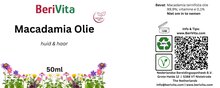 etiket macadamia olie 50ml puur