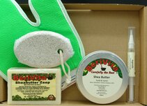 Voeten Verzorgingspakket - Puimsteen Wit, Scrub Handschoen, Scrub Zeep Haver Aloe, Shea Butter 100ml Blik en Arganolie Pen Voeten Verzorgingspakket - Puimsteen Wit, Scrub Handschoen, Scrub Zeep Haver Aloe, Shea Butter 100ml Blik en Arganolie Pen