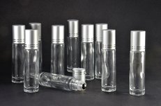 Rollerflesjes Glas 10ml Leeg 50 stuks Helder - Roll-on met RVS rollerbal, Zilveren dop Rollerflesjes Glas 10ml Leeg 50 stuks Helder - Roll-on met RVS rollerbal, Zilveren dop