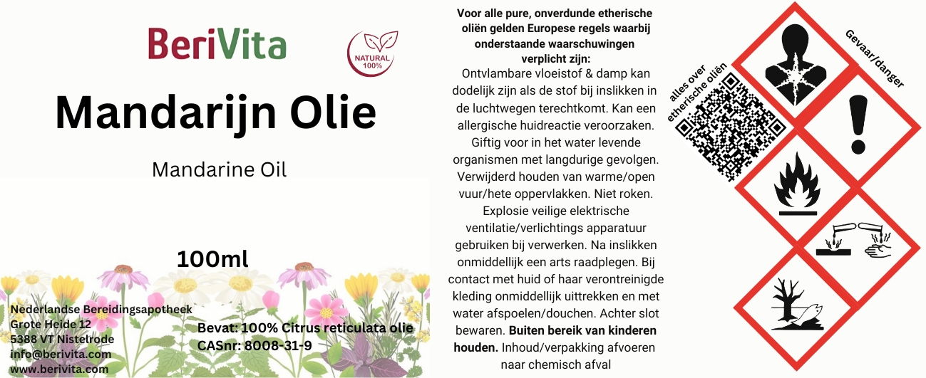Mandarijn Olie 100ml - Druppelfles
